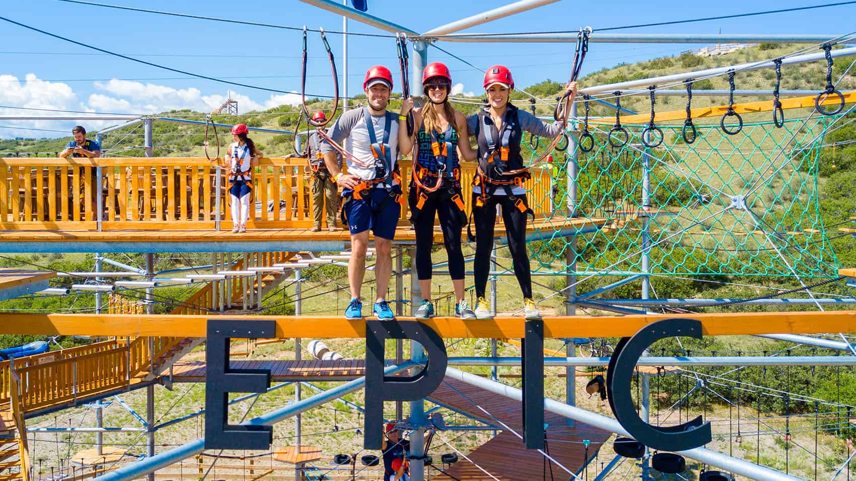 Family enjoying the Sky Trek challenge