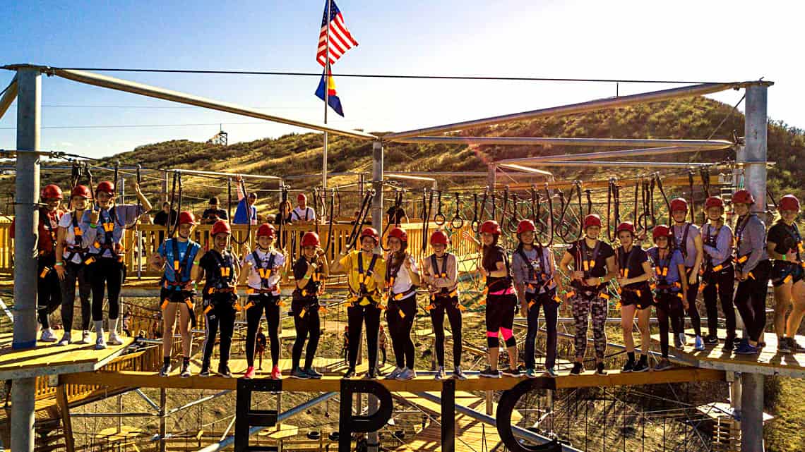 Corporate group enjoying adventure activities