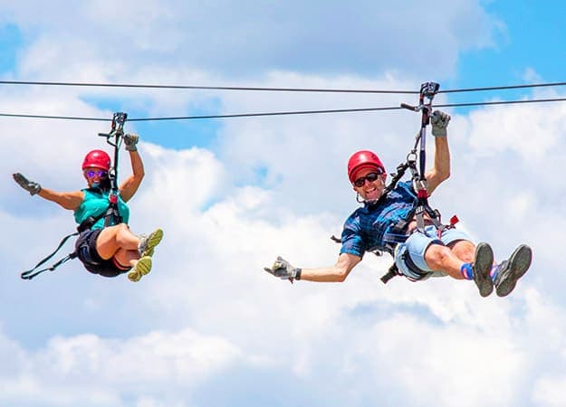 Safety equipment and trained guides at The EDGE zipline